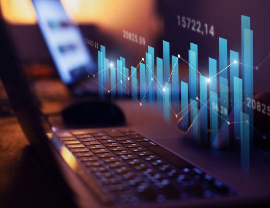 growth in business and finance, growing graphs and charts with statistics and digits